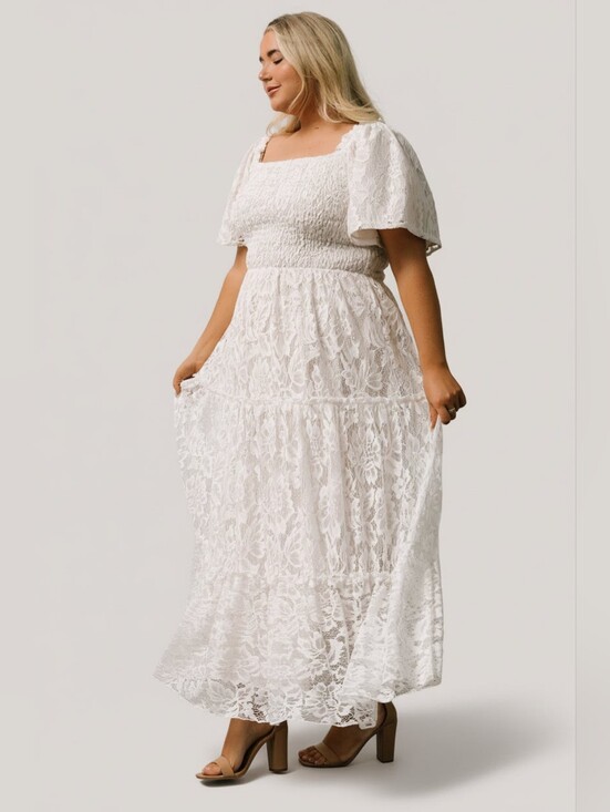Baltic Born Dresses & Skirts - Baltic Born Aspen Smocked Lace Maxi Dress Summer Wedding Romantic White 3XL